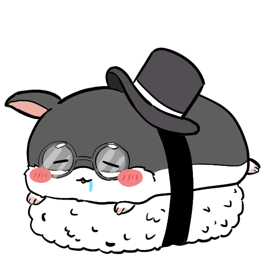 帽子と丸眼鏡をつけて、うとうとしているにぷた